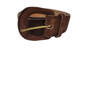 Ralph Lauren Brown Suede Belt with Gold Buckle
